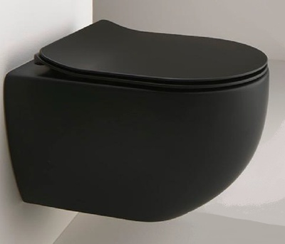 45x35 Toalettsete Arco svart matt Gjennomfarget sort + lakkert