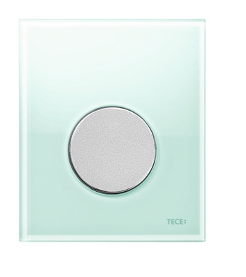 Tece TECEloop urinal betjeningsplate. mintgrønt glass/knapp i matt krom