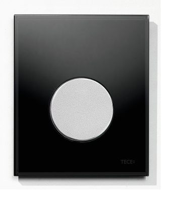 Tece TECEloop urinal betjeningsplate. svart glass/knapp i matt krom