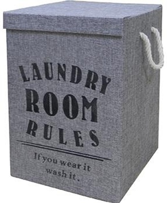 Esbada Esbada diverse Skittentøykurv, Grå Lin, "Laundry Room Rules"