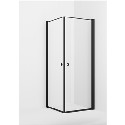 VikingBad Dusjhjørne rett laminert LIAM 70x80x195cm sort matt/klart