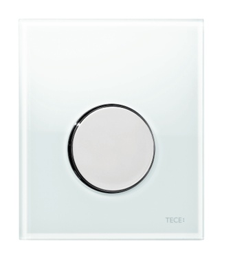 Tece TECEloop urinal betjeningsplate. hvitt glass/knapp forkrommet
