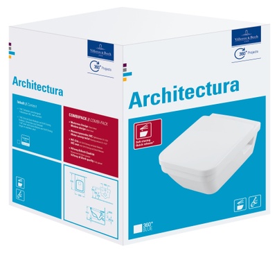 Villeroy & Boch Architectura Toalettskål for veggmontering, 530x370 mm, direct flush, med sete SC og QR