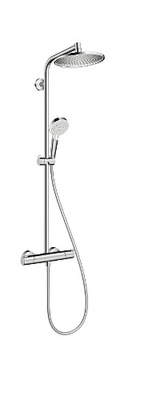 Hansa Crometta S 240 showerpipe takdusj med dusjkran termostatstyrt, krom