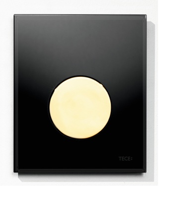 Tece TECEloop urinal betjeningsplate. svart glass/gull knapp