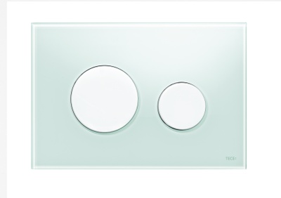 Tece TECEloop betjeningsplate. grønt glass/hvite knapper