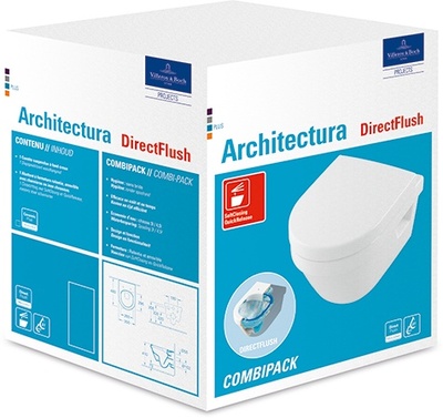 Villeroy & Boch Architectura Toalettskål for veggmontering, 480x340 mm, direct flush, Compact, med sete SC og QR